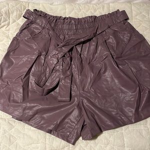 ODDI purple pleather paper bag shorts. Size 3XL. NWT
